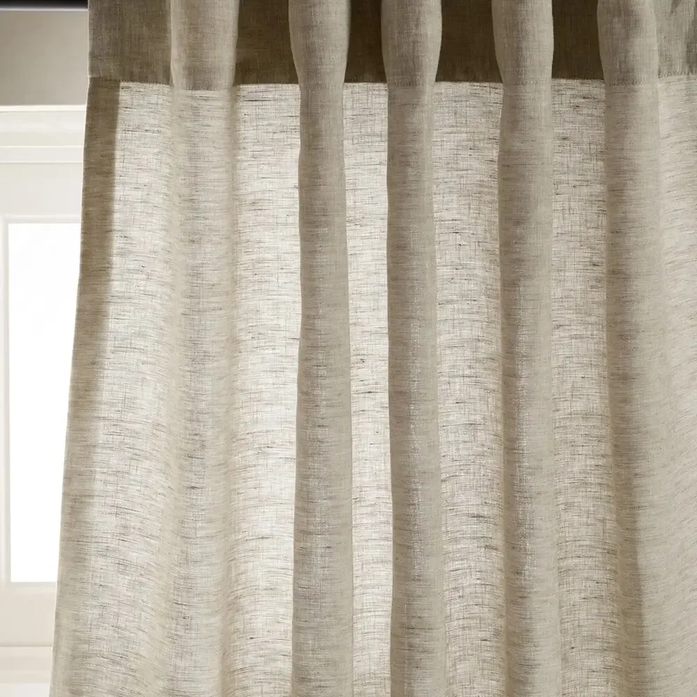Quince European Linen Curtain Panel Light Filtering Sage Green Size 96 x 108